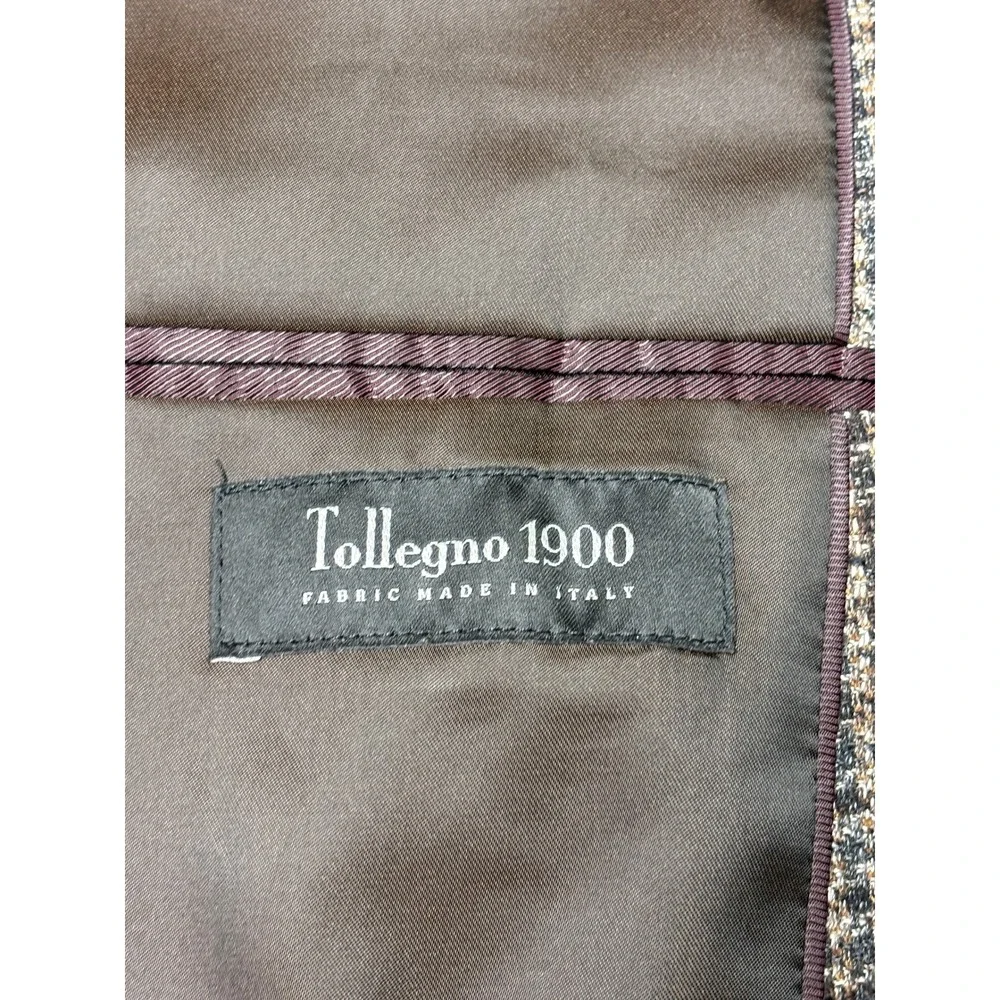 Jos A Bank 1905 X Tollegno 1900 Mens 44 Short Brown Houndstooth Wool Sport Coat